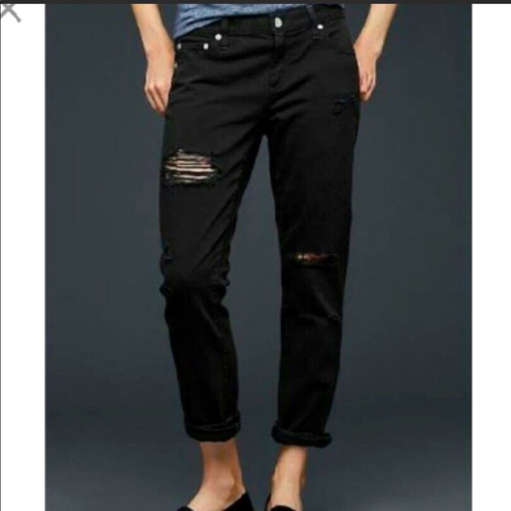Gap Girlfriend Distressed Jeans Black